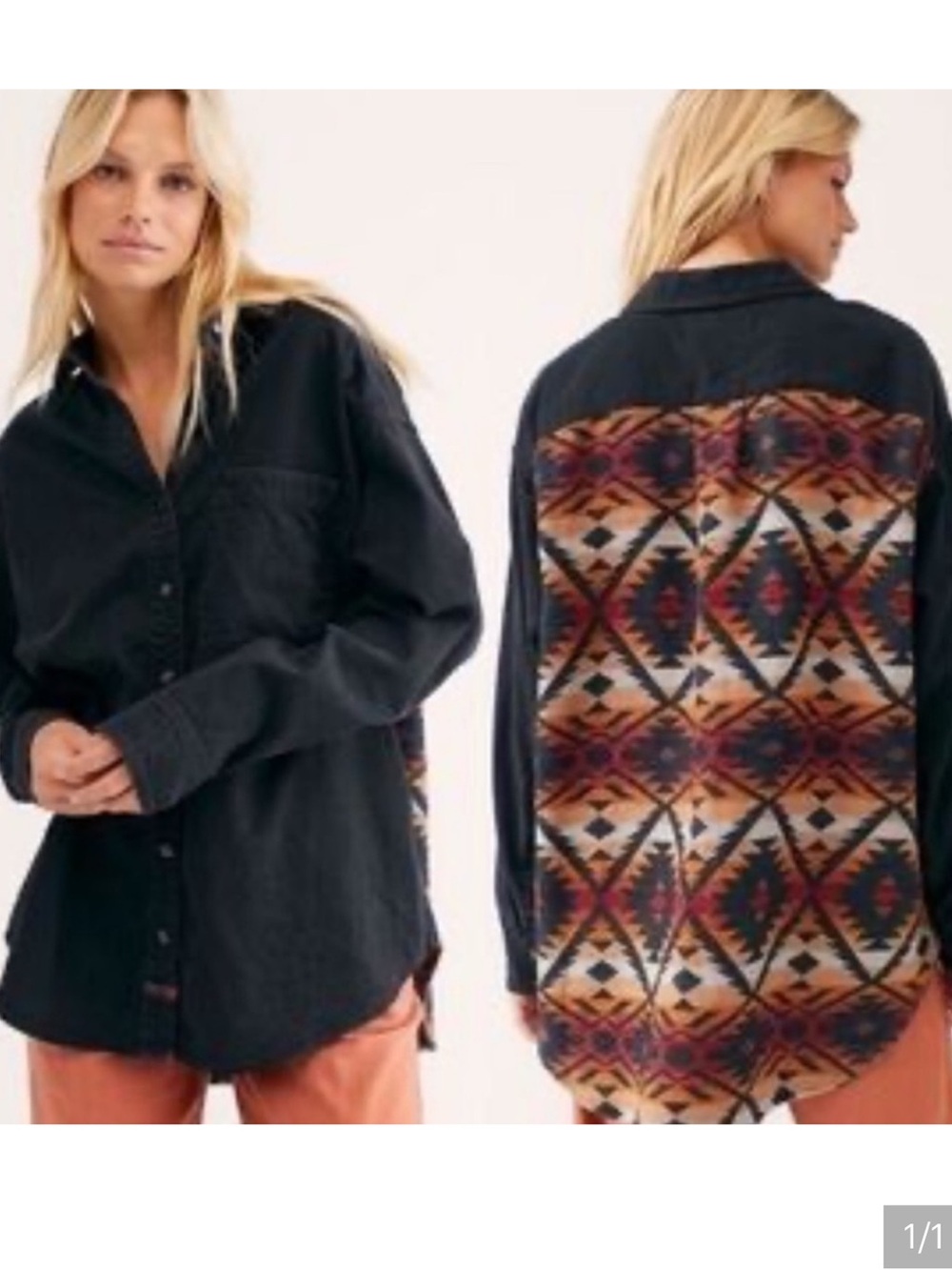 We The Free Echo Rock Button Up Chambray Aztec
Print